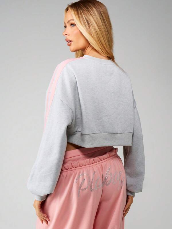 Missguided X Playboy Varsity Number Crop Sweatshirt With Contrast Sleeves