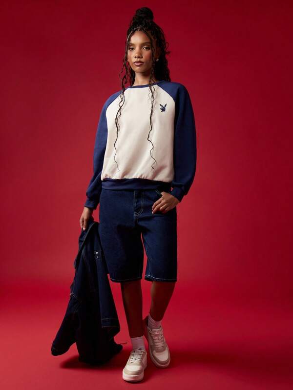 Missguided X Playboy Varsity Sweatshirt With Retro Shield Logo