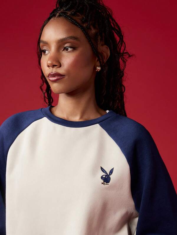 Missguided X Playboy Varsity Sweatshirt With Retro Shield Logo