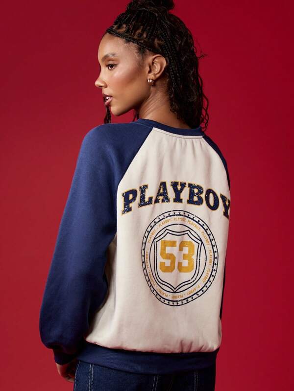 Missguided x Playboy Varsity Sweatshirt With Retro Shield Logo