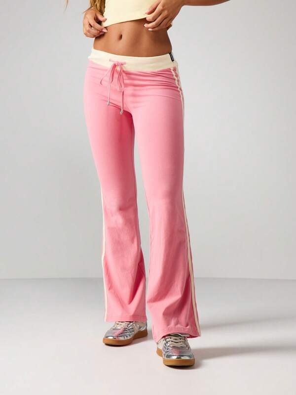 Missguided X Playboy Velour Flare Pants With Contrast Trim