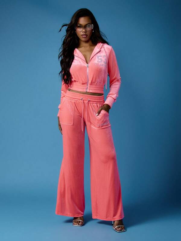 Missguided X Playboy Velvet Cropped Zip Up Hoodie Sweatshirt