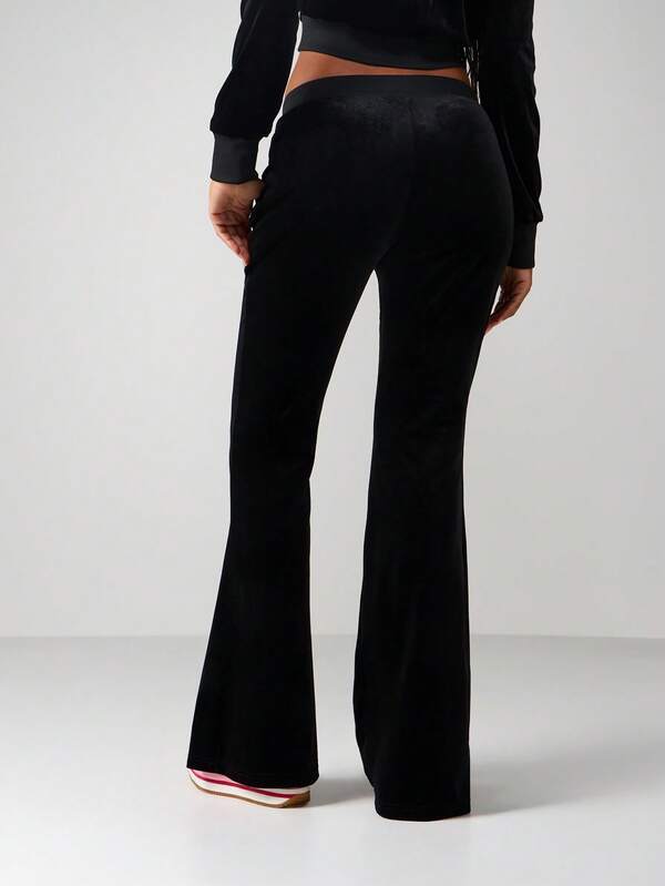 Missguided X Playboy Velvet Flare Joggers With Rhinestone Logo