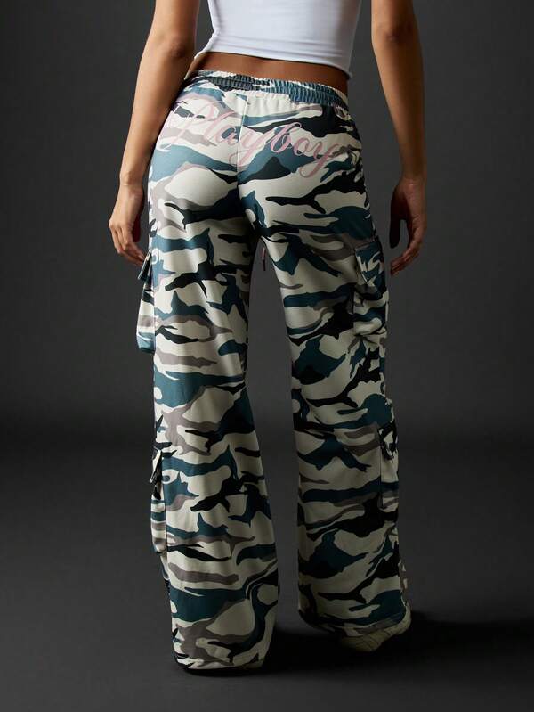 Missguided X Playboy Wide Leg Cargo Pants With Side Pockets