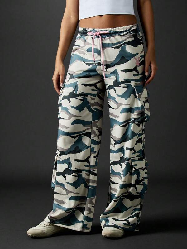 Missguided X Playboy Wide Leg Cargo Pants With Side Pockets