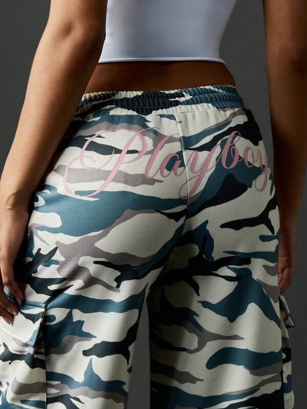 Missguided X Playboy Wide Leg Cargo Pants With Side Pockets