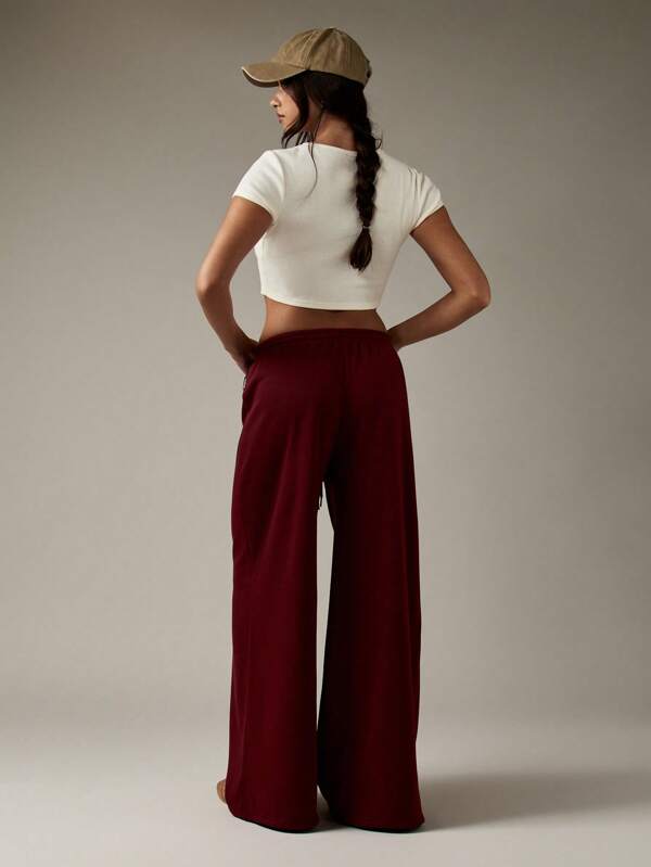 Missguided X Playboy Wide Leg Comfortable Sweatpants With Drawstring Waist