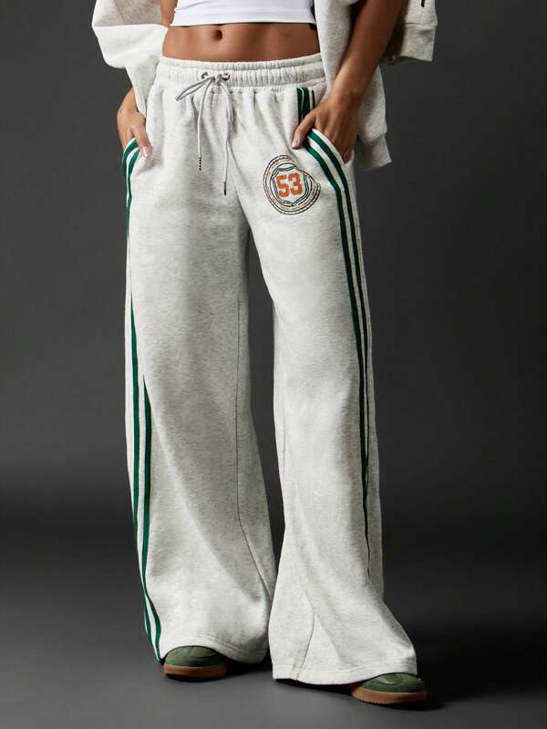 Missguided x Playboy Wide Leg Drawstring Fleece Sweatpants