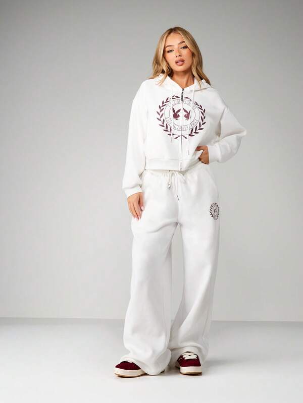 Missguided X Playboy Wide Leg Graphic Joggers With Logo