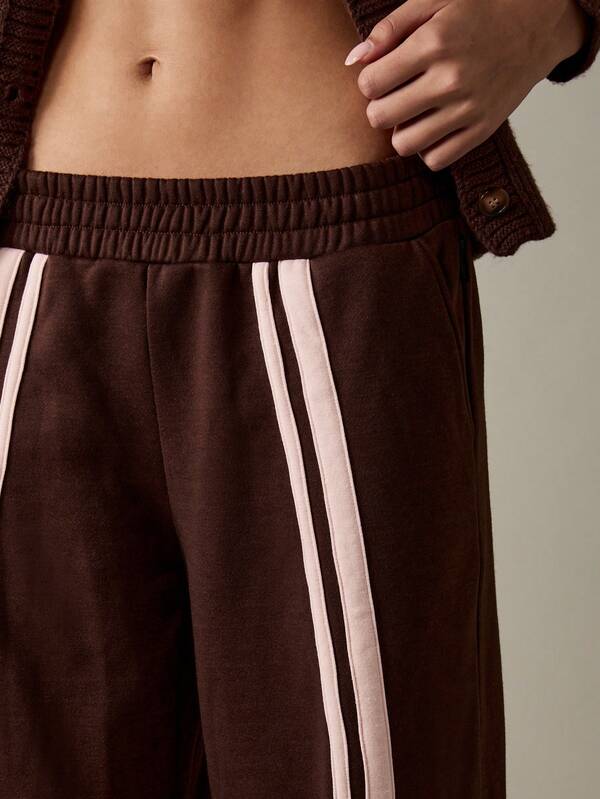 Missguided X Playboy Wide Leg Jogger Pants With Stripe Detail