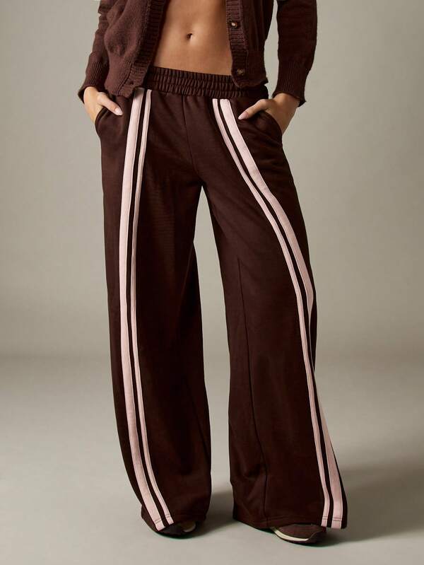 Missguided x Playboy Wide Leg Jogger Pants With Stripe Detail