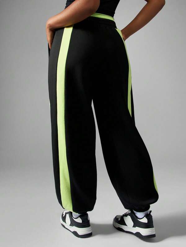 Missguided X Playboy Wide Leg Joggers With Neon Side Panels