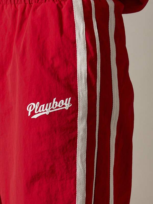 Missguided X Playboy Wide Leg Stripe Drawstring Sweatpants