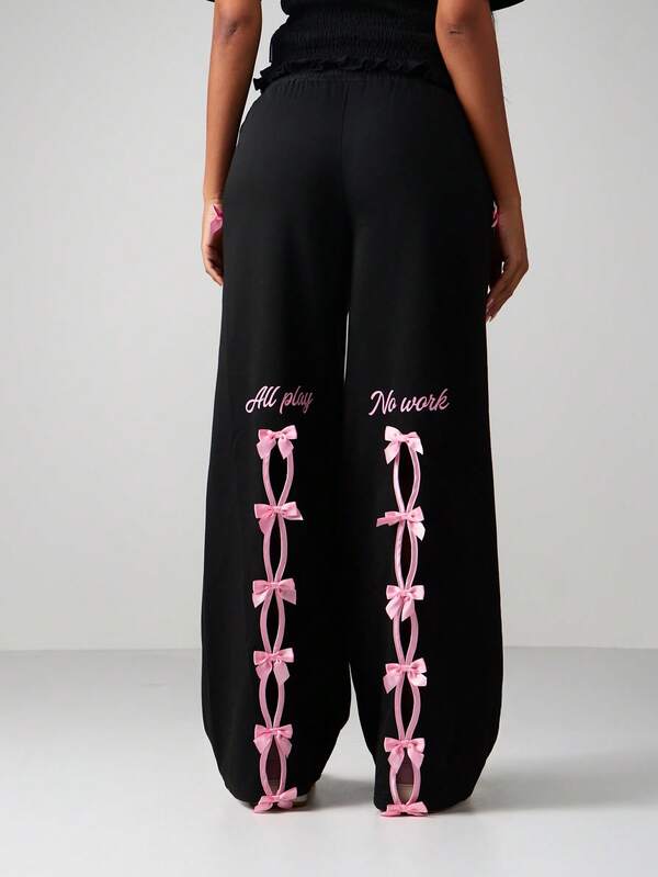 Missguided x Playboy Wide Leg Sweatpants With Bow Details