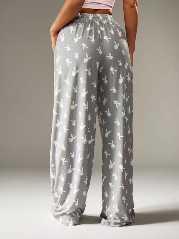 Missguided X Playboy Wide Leg Sweatpants With Bunny Print