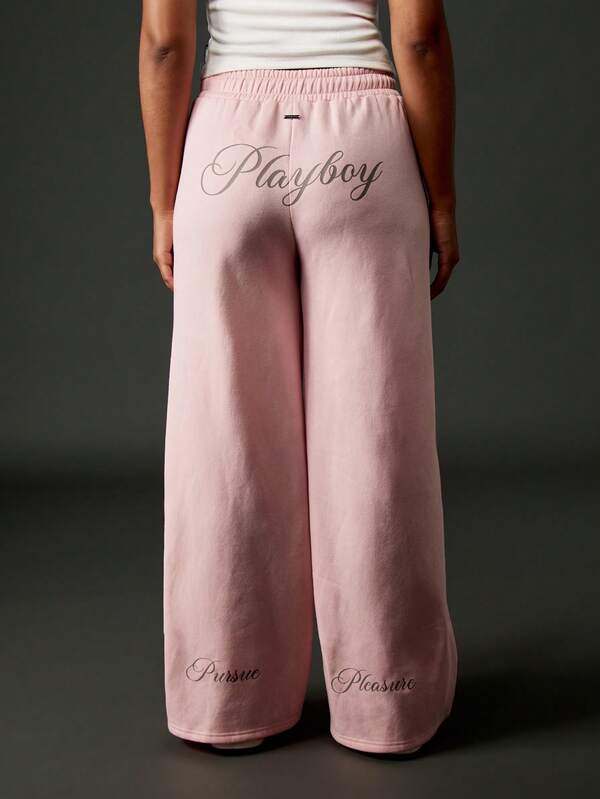 Missguided x Playboy Wide Leg Sweatpants With Drawstring Waist