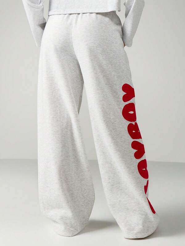 Missguided X Playboy Wide Leg Sweatpants With Letter Print