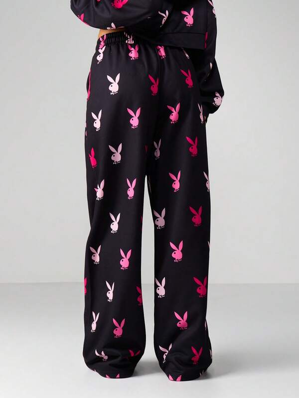 Missguided X Playboy Wide Leg Sweatpants With Print