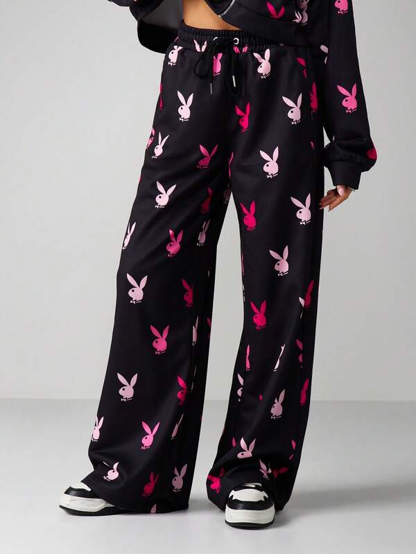Missguided x Playboy Wide Leg Sweatpants With Print