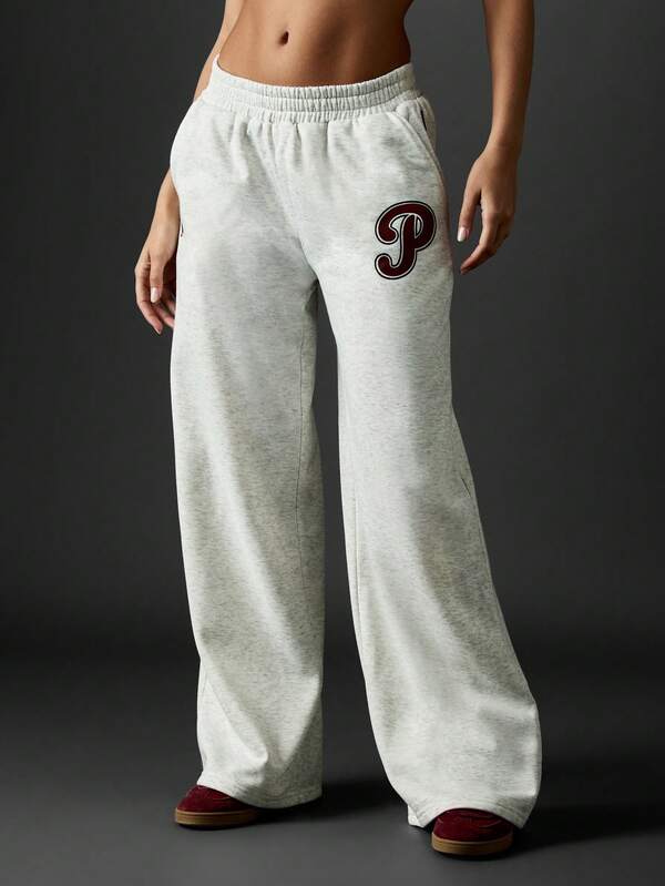 Missguided X Playboy Wide Leg Varsity Sweatpants With Graphic Print