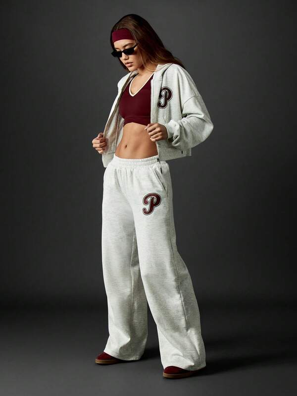 Missguided x Playboy Wide Leg Varsity Sweatpants With Graphic Print