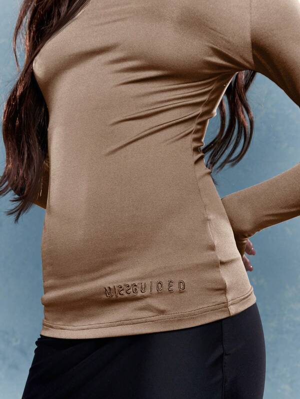 MISSGUIDED Y2K Futuristic Fitted Boat Neck Long Sleeves T-Shirt