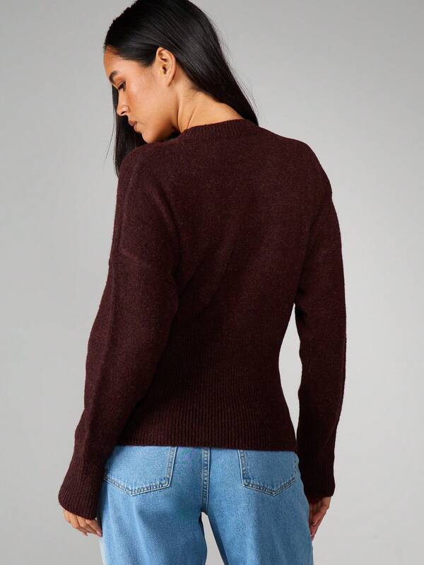 MISSGUIDED Zip Front Knit Sweater With Ribbed Texture