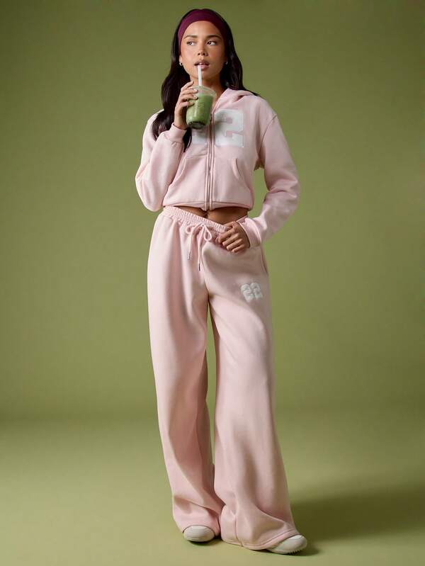 MISSGUIDED Zip Through Hooded Sweatshirt With Number Applique