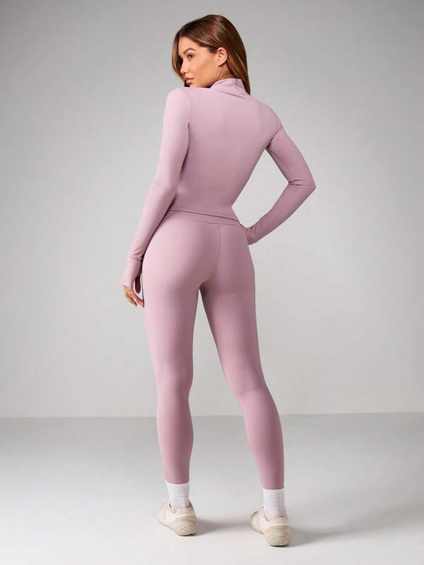 MISSGUIDED Zip-Up Sculpted Jacket And Seamless Leggings Set