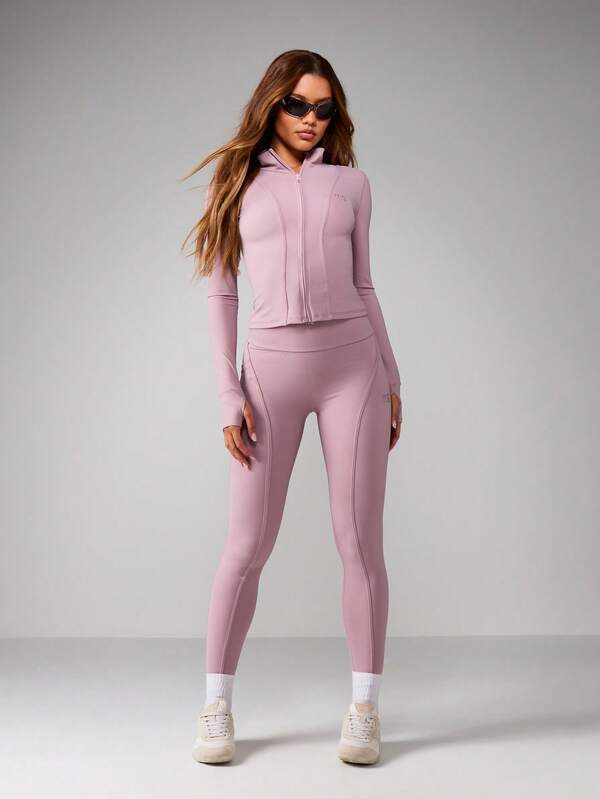 MISSGUIDED Zip-Up Sculpted Jacket And Seamless Leggings Set