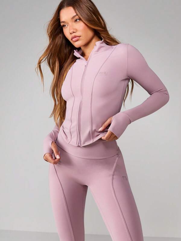 MISSGUIDED Zip-Up Sculpted Jacket And Seamless Leggings Set