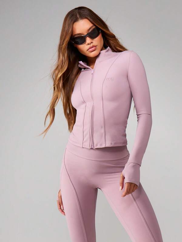 MISSGUIDED Zip-Up Sculpted Jacket And Seamless Leggings Set